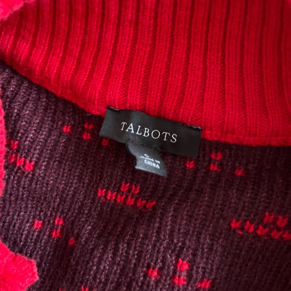 NWOT Talbot's Red Zip Front Nordic Deer Cardigan Sweater Size Small - Picture 11 of 11